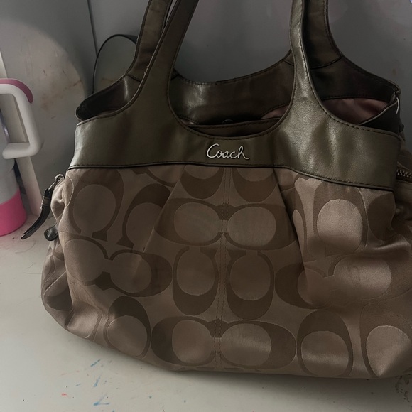 Coach Brown and Tan Signature Bag - Picture 1 of 5